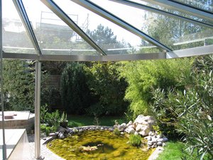 Glaserei Salzinger München Beispiel Terrassenüberdachung aus Glas