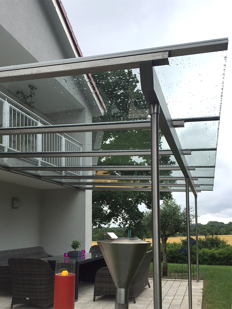 Terrassenüberdachung aus Glas Glaserei Salzinger München